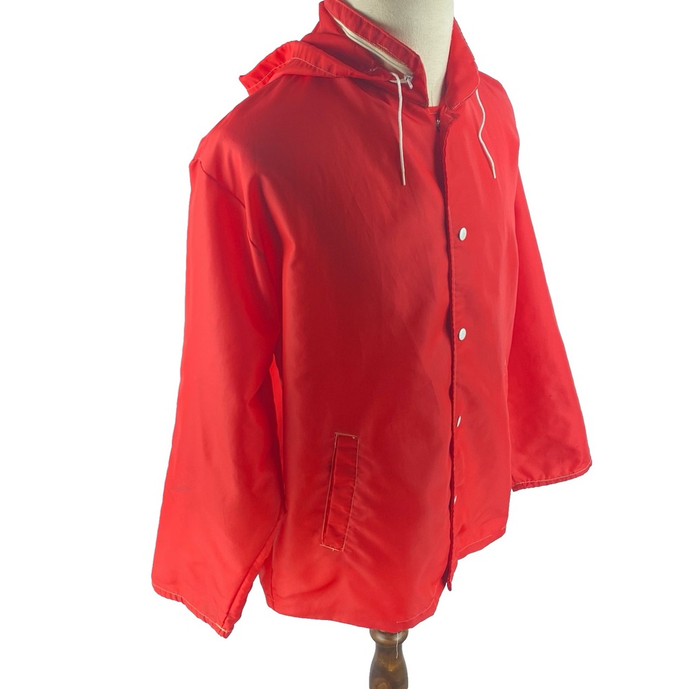 Cranbrook Vtg 50s 60s Hoodie Full Zip Windbreaker Jacket Red Nylon‎ Rockabilly - Picture 4 of 13